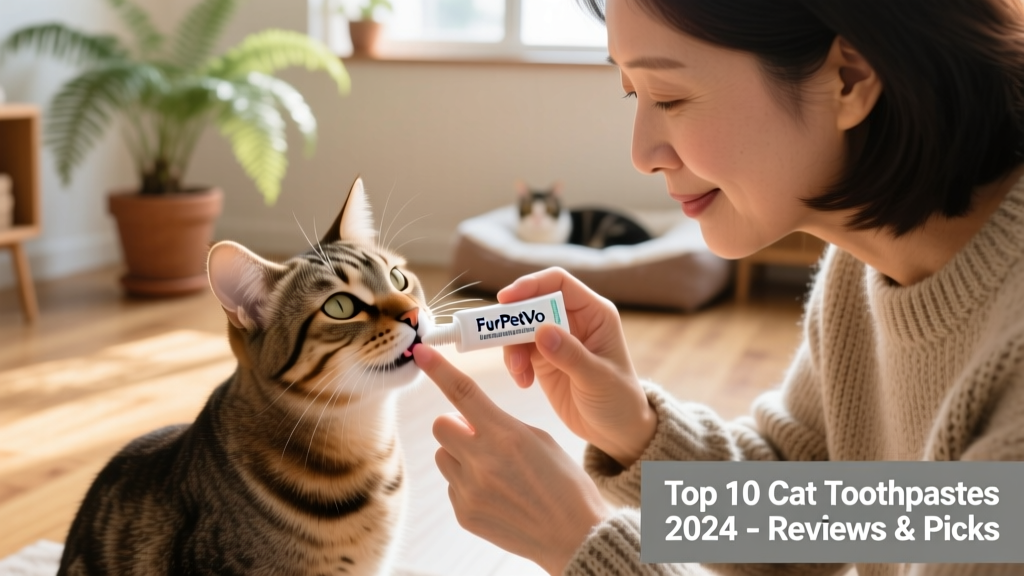 Cat owner applying FurPetVo brushless oral gel gently to their cat's gums with a fingertip