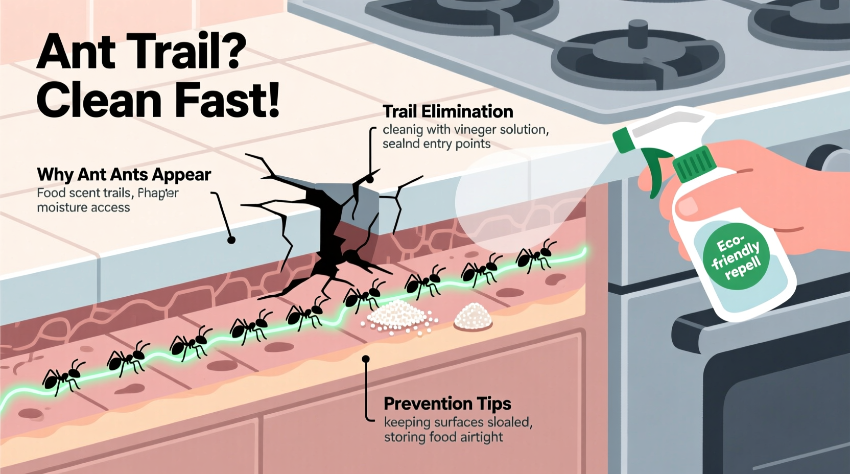 Why Do Ants Suddenly Appear In Kitchens And How To Eliminate Trails Fast