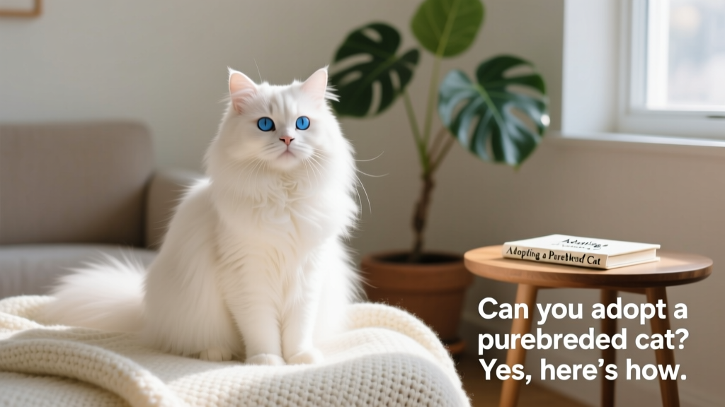 A calm, well-groomed Persian cat sitting peacefully on a soft blanket