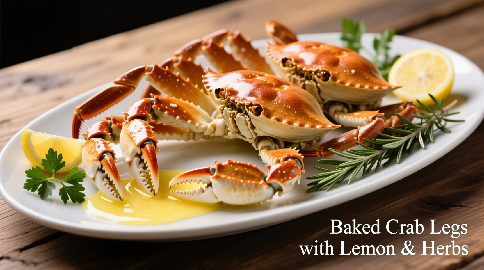 Baked crab legs with lemon and herbs