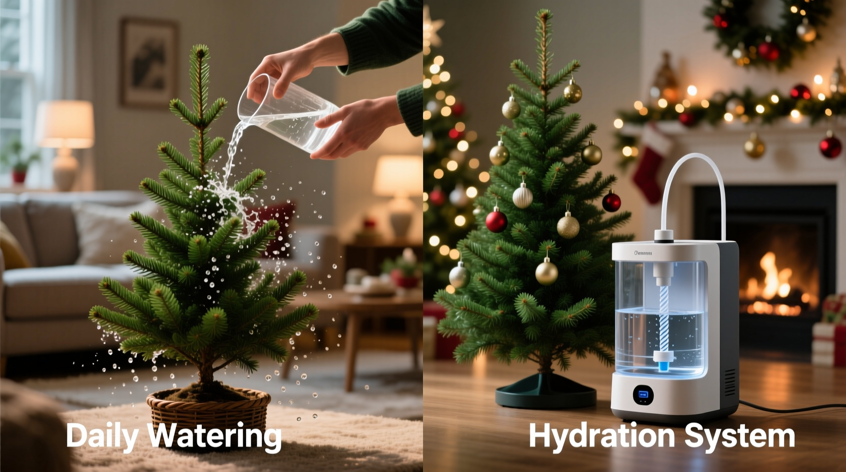 is it better to water a christmas tree daily or use a hydration system