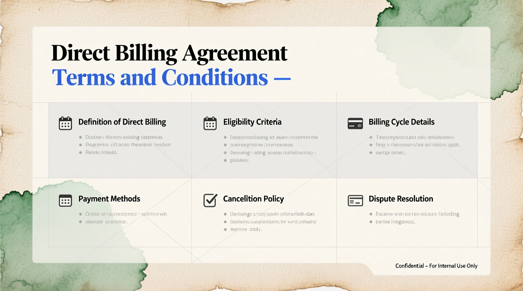 terms and conditions for a direct billing agreement