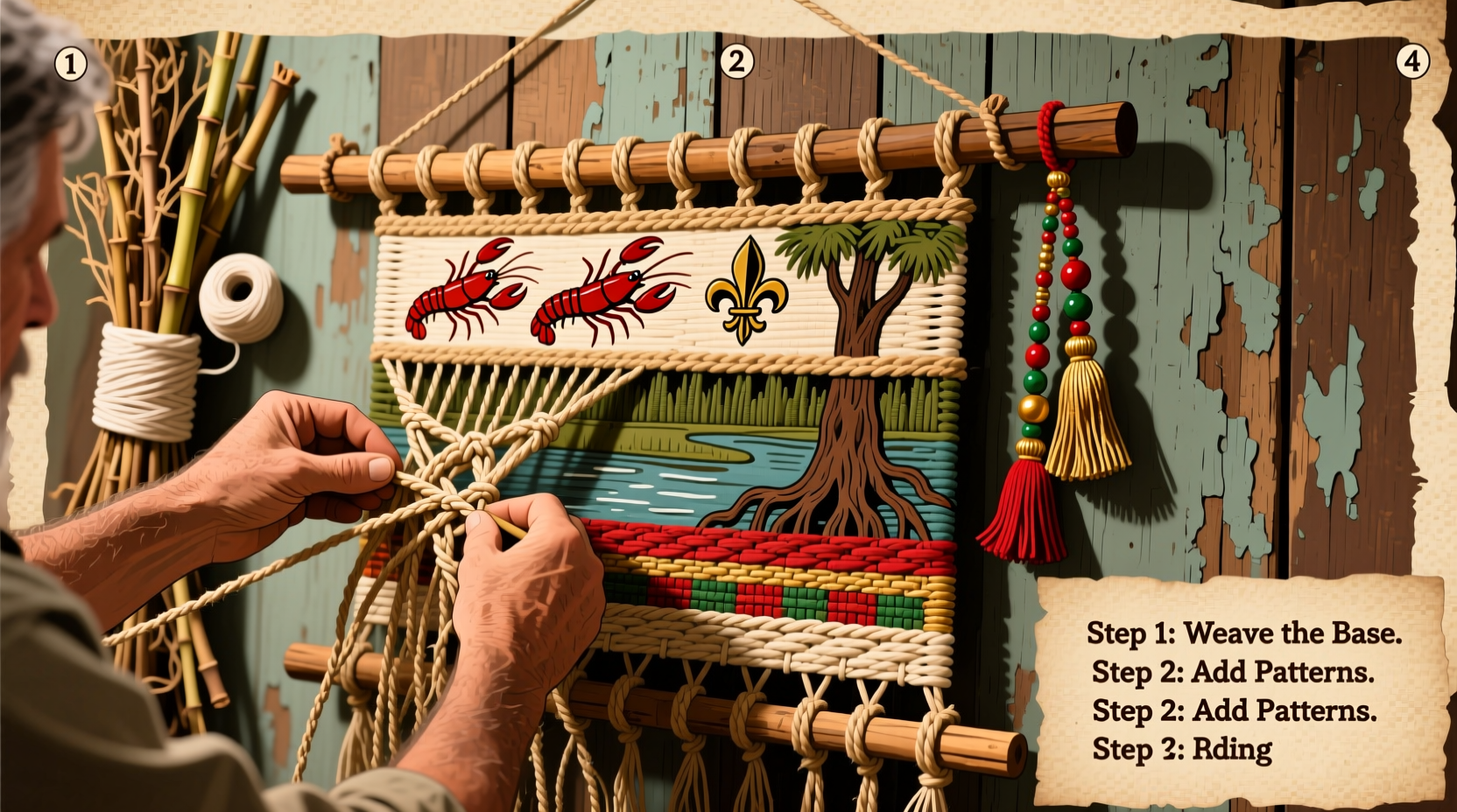 Step-by-step Cajun craft wall hanging demonstration