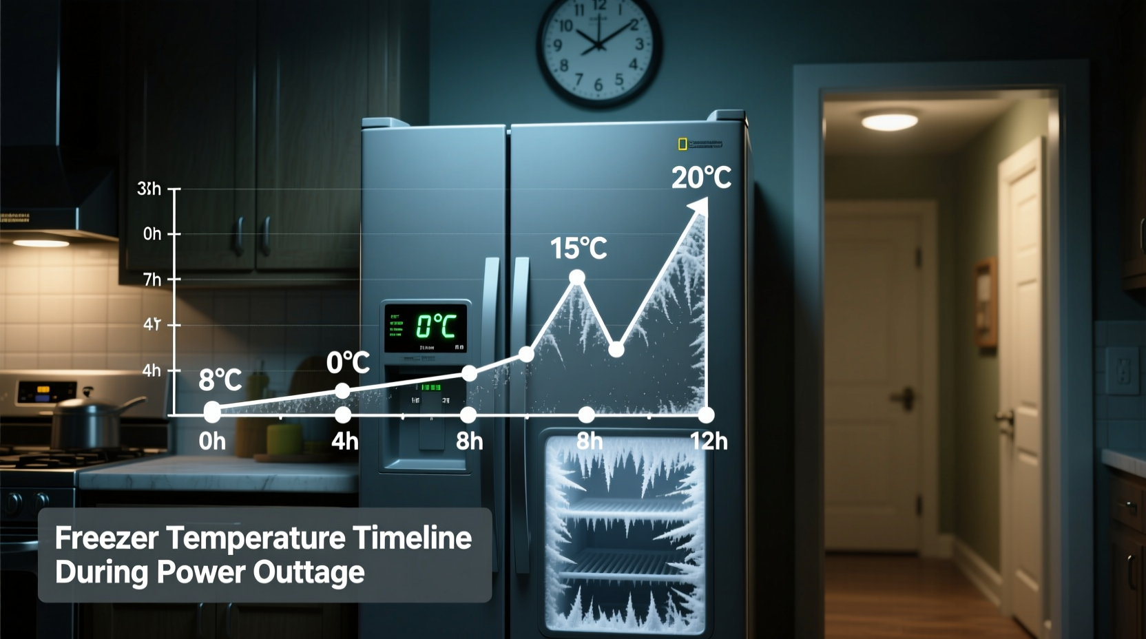 Freezer temperature timeline during power outage