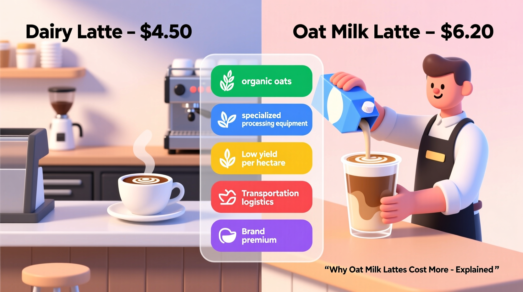 why are oat milk lattes so expensive compared to dairy versions