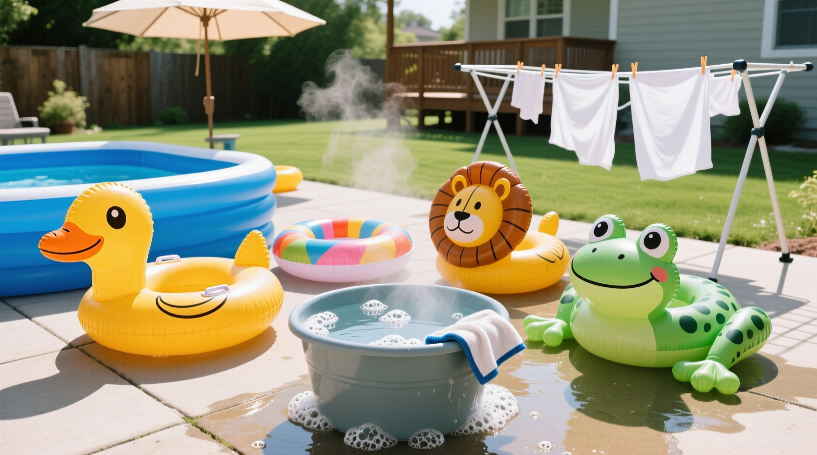 how to wash inflatable pool toys safely