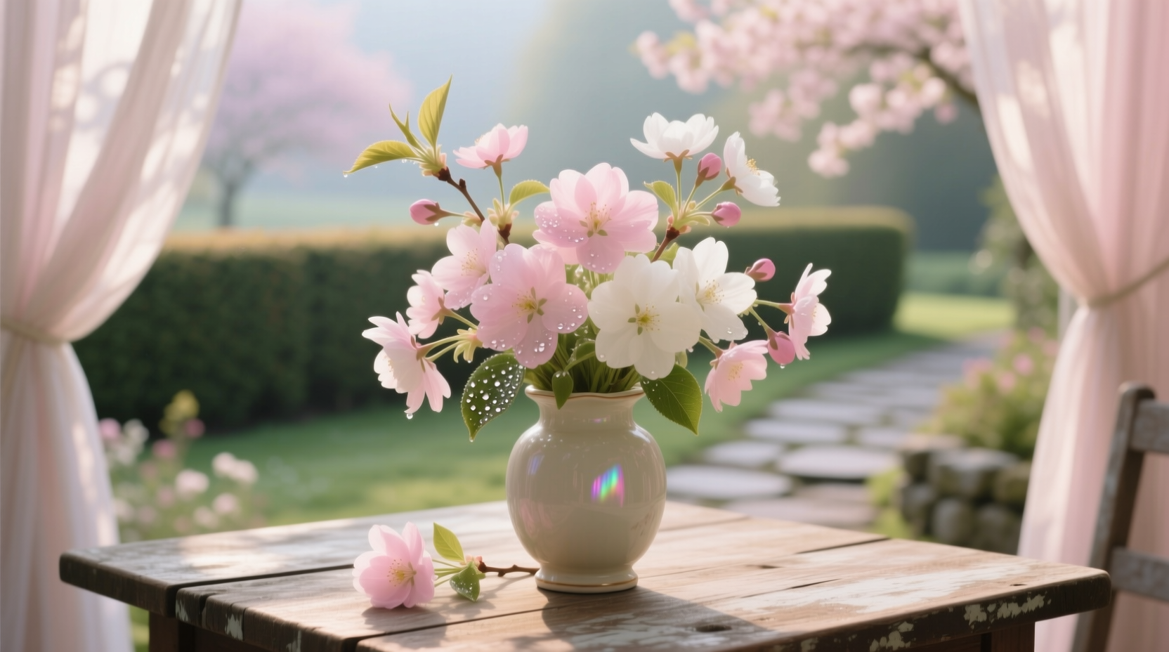 light pink and white flowers