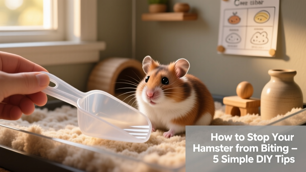 DIY hamster scoop made from a cut plastic bottle, held near a hamster on bedding