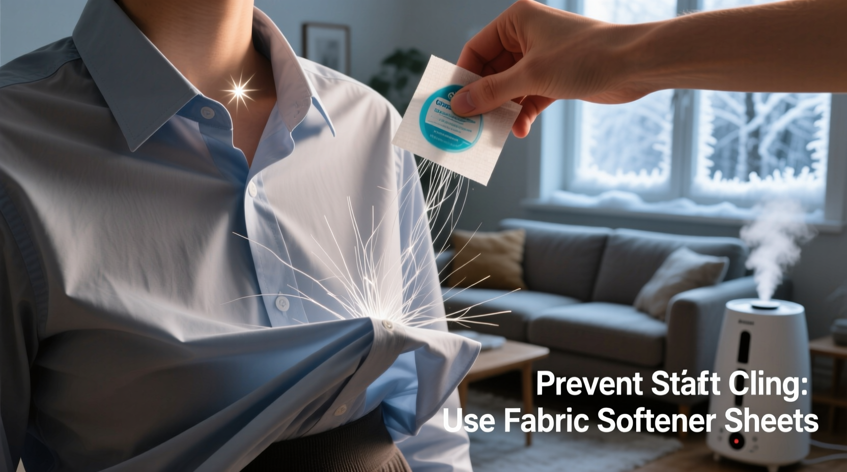 how to prevent static cling in polyester clothes during dry winter months