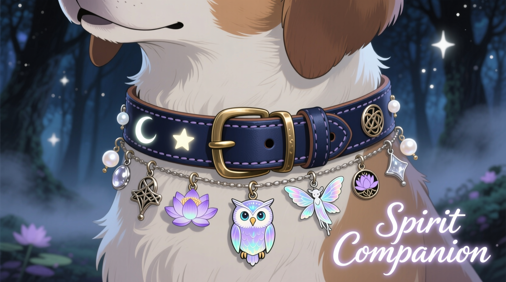 how to decorate a dog collar with tiny spirit-themed charms