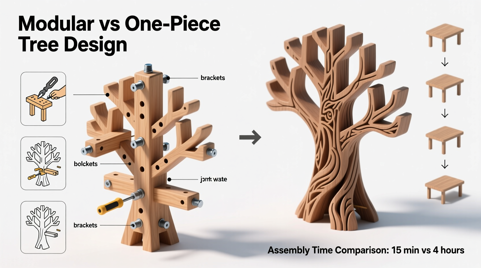 is a modular tree easier to assemble than a one piece design