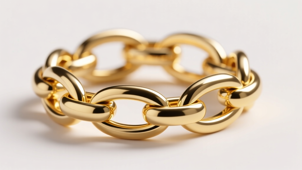 Macro photo of five interlocking 14k yellow gold rings with high polish finish, showing precise solder joints at the overlaps