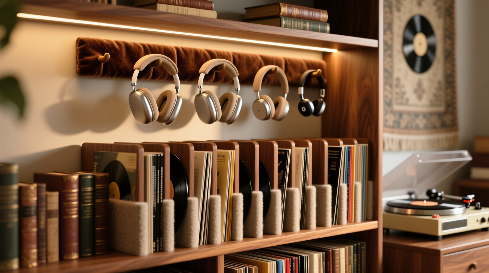 closet organization tips for vinyl headphones