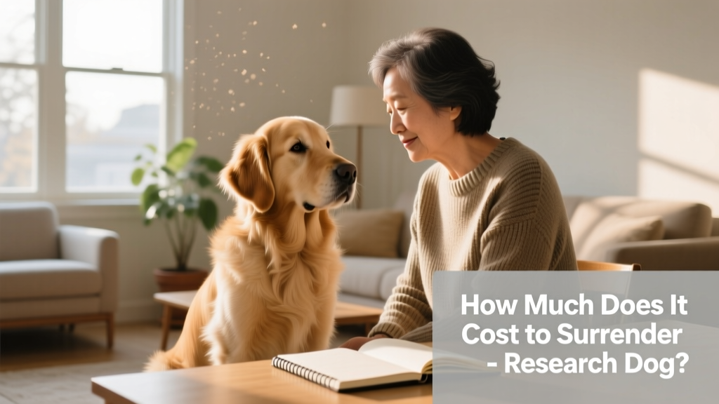 A calm, well-groomed dog sitting beside a person in a quiet home setting