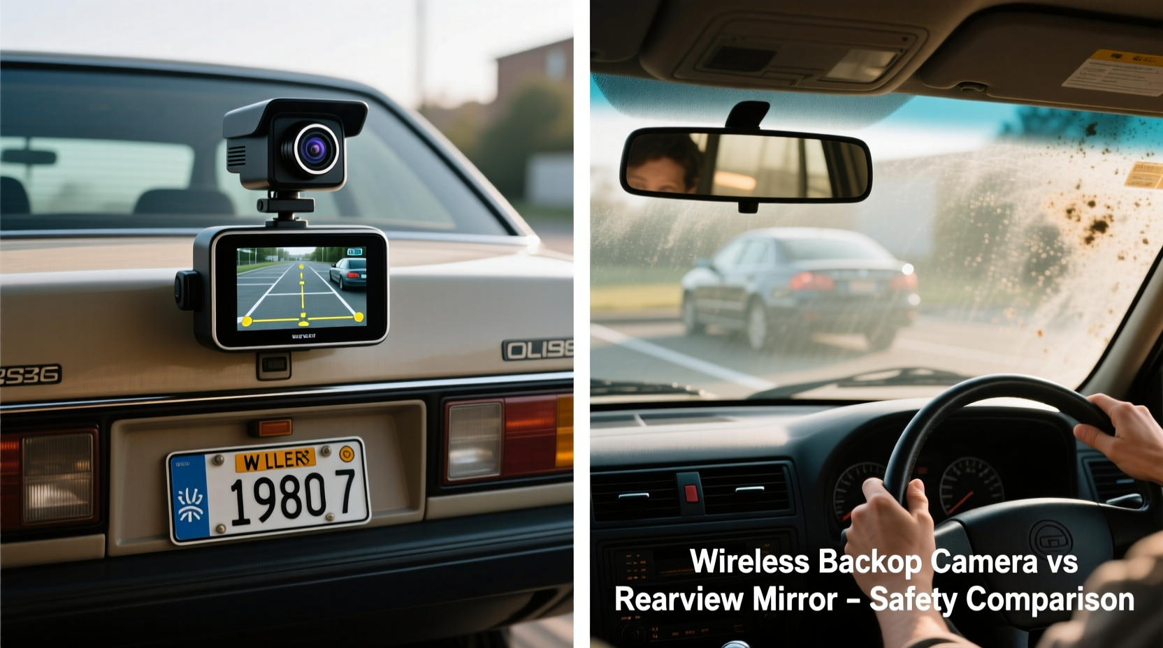wireless backup camera vs rearview mirror display for older cars which is safer