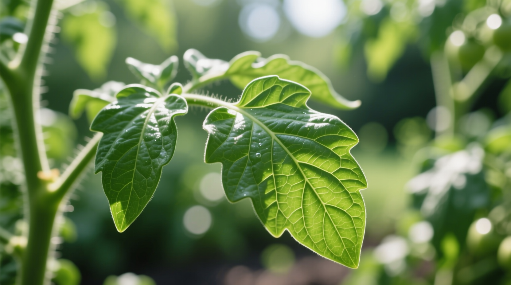 Close-up of Brandywine tomato plant leaves showing smooth edges