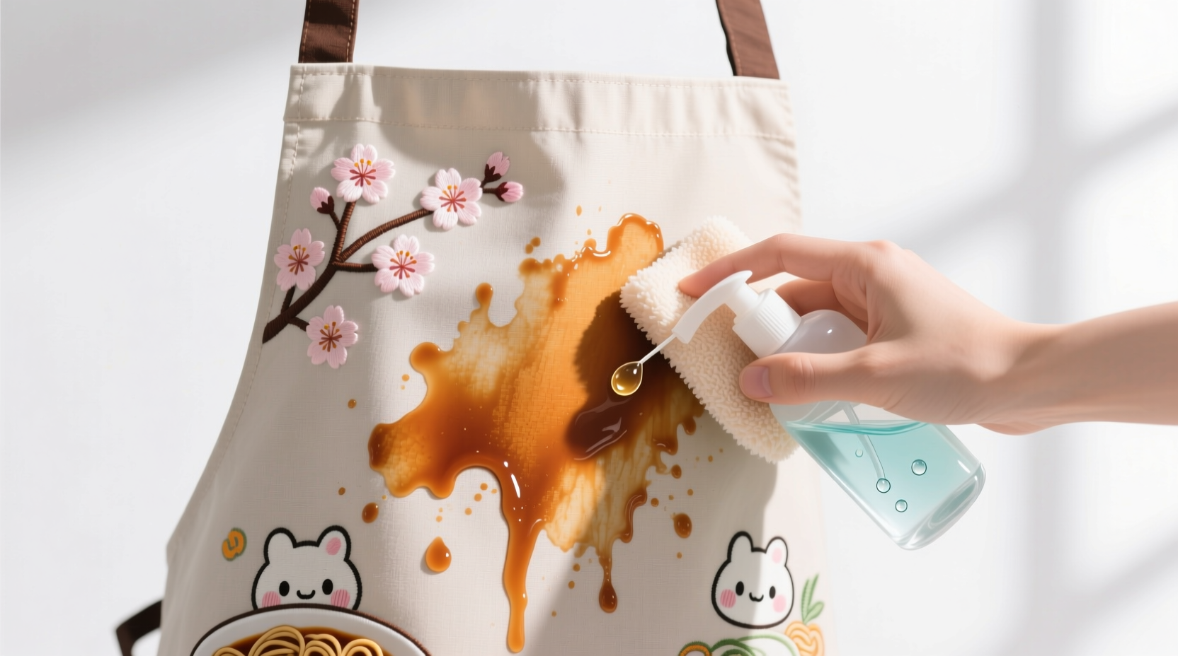 ramen broth stain removal for cafe aprons