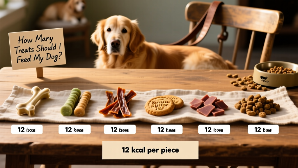 Side-by-side comparison of common dog treats with their calorie counts clearly labeled