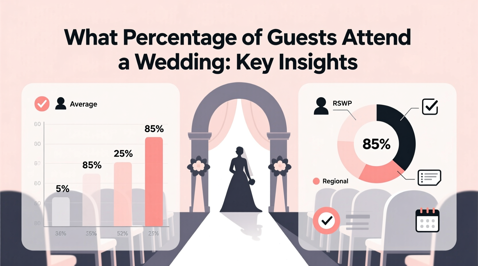 what percentage of guests attend a wedding