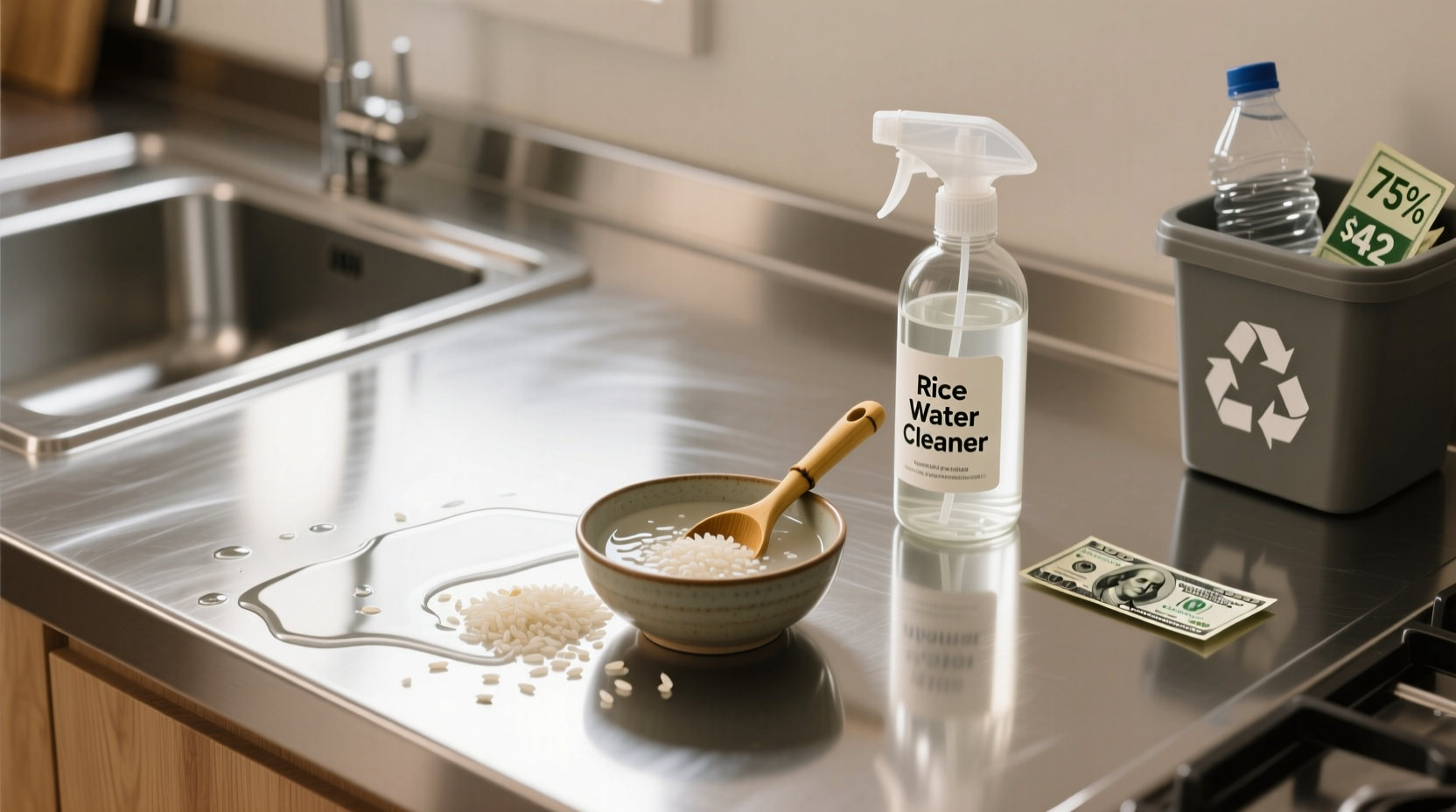rice water for stainless steel cleaning