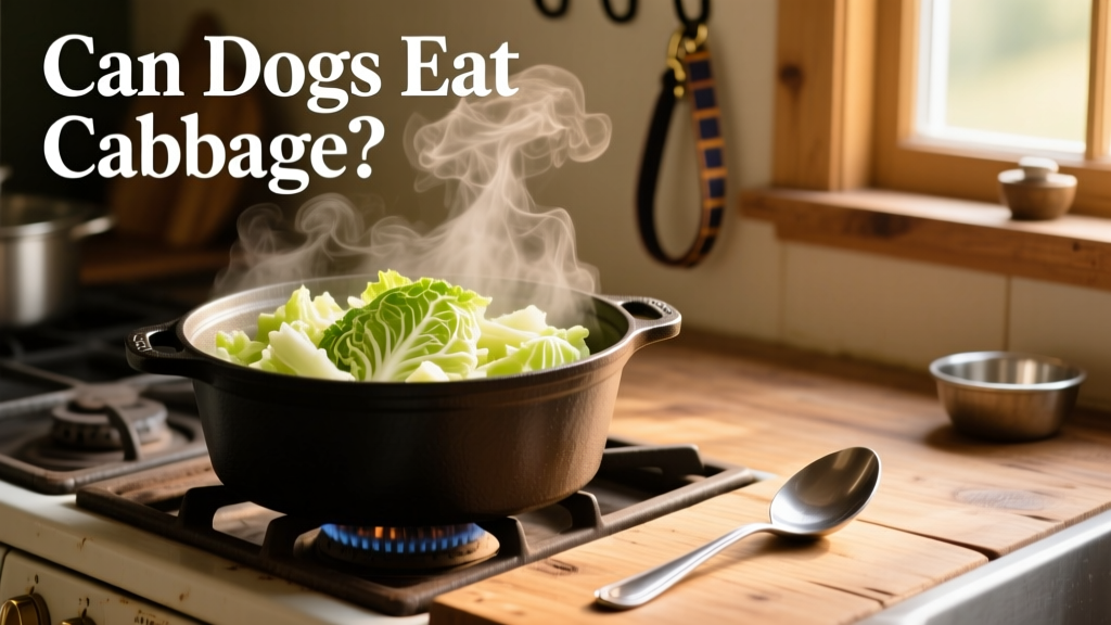Steaming pot with chopped cabbage cooking on stove, with a clean spoon nearby