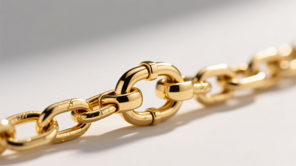 Macro shot of a 1.2mm 14k yellow gold box chain with a sturdy lobster clasp, highlighting the polished link construction.