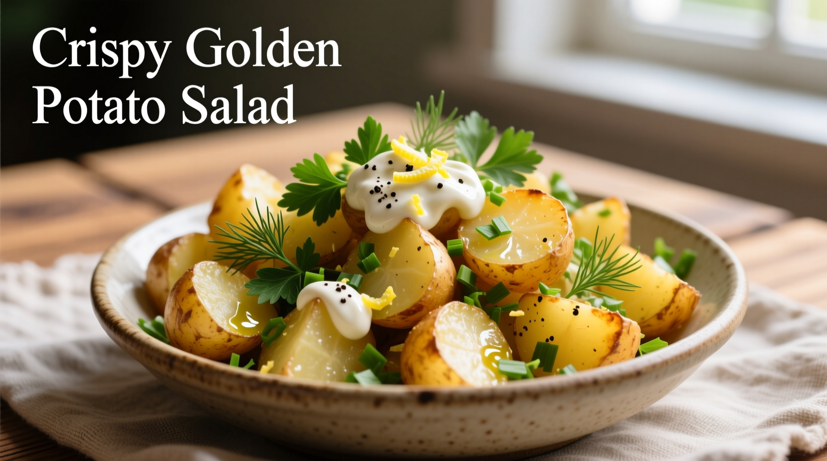 Crispy golden potato salad with fresh herbs