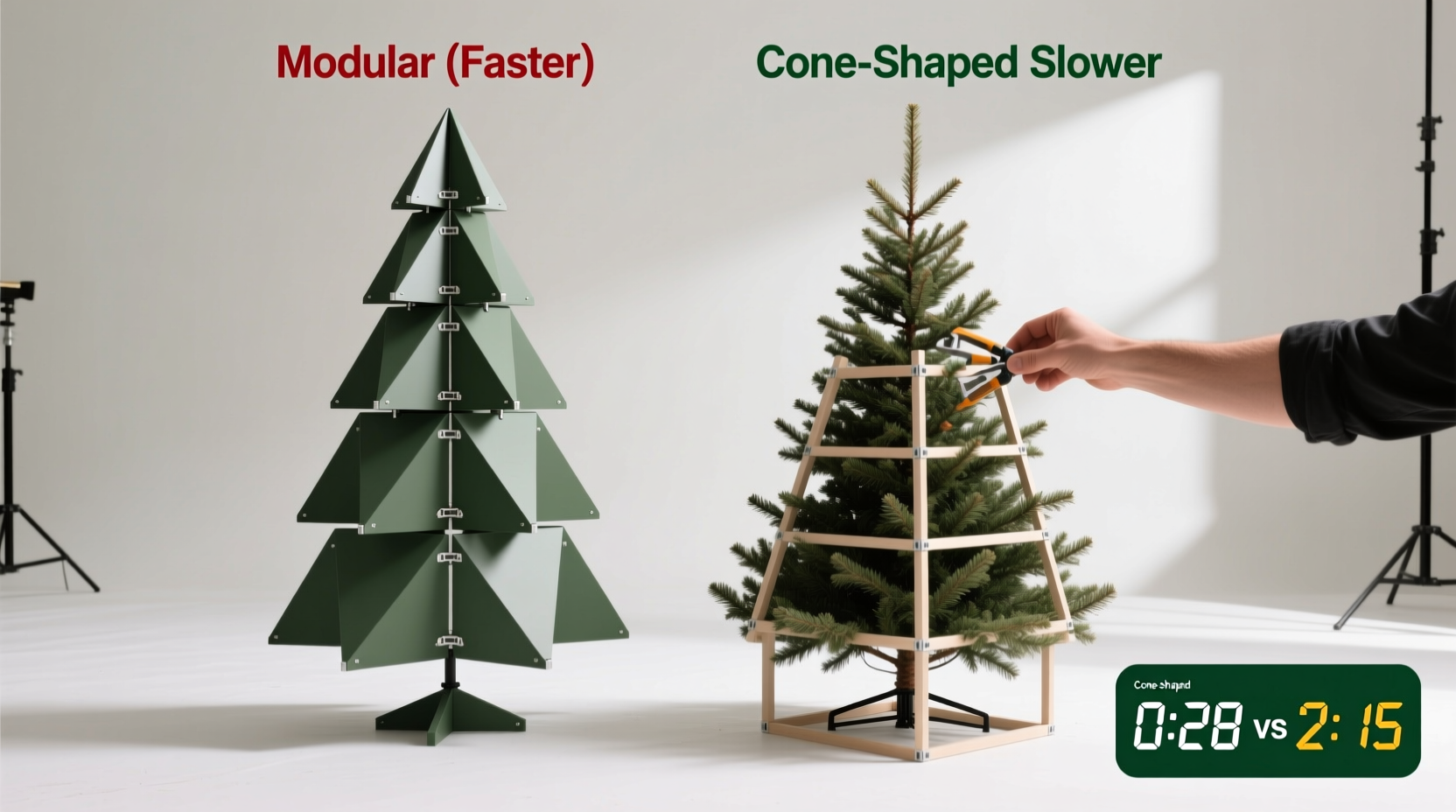 modular christmas trees vs cone shaped which assembles faster