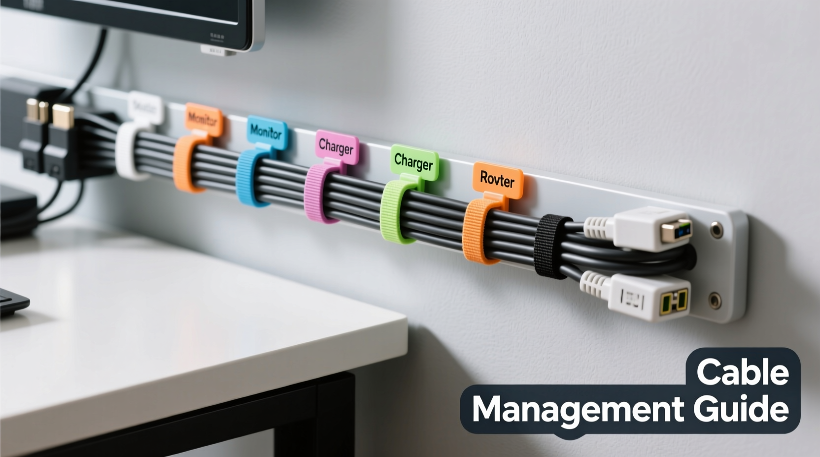 how to organize cables with labeled clips and velcro ties neatly
