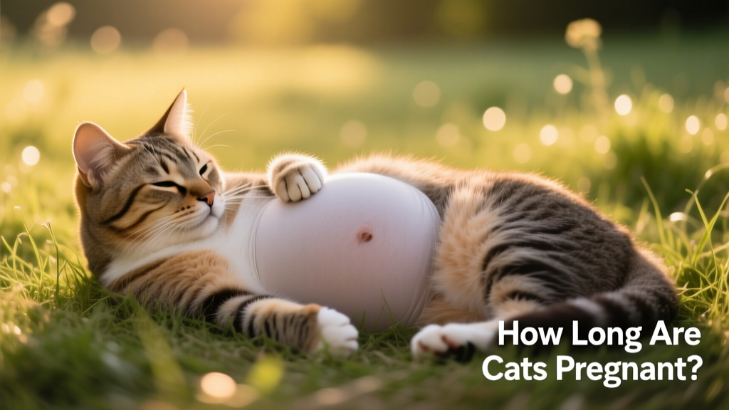 Close-up of a pregnant cat resting peacefully, showing a gently rounded belly and relaxed posture