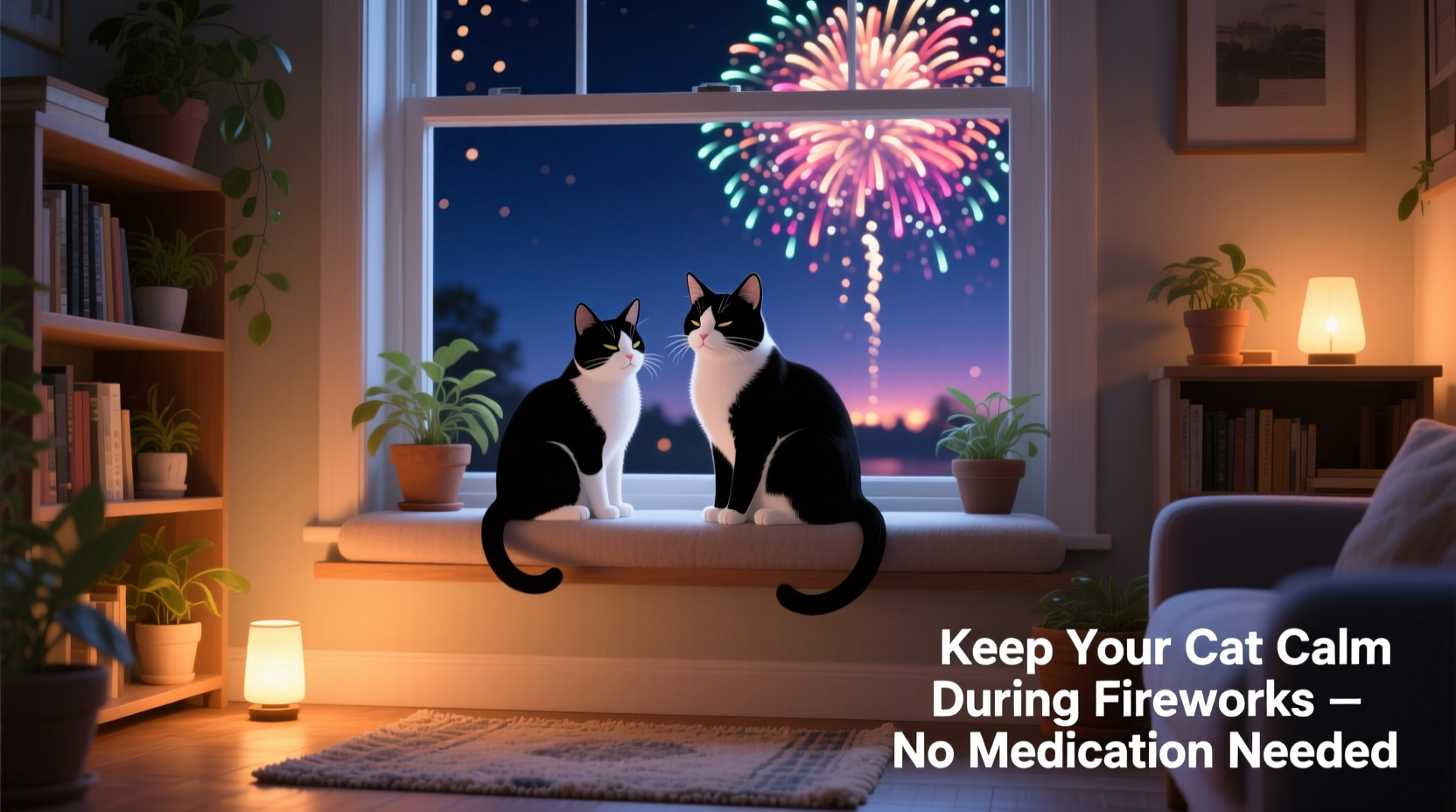 how to keep your cat calm during fireworks without medication