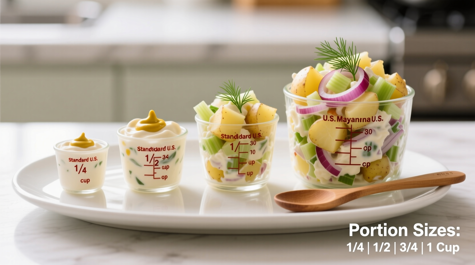 Potato salad portion sizes in measuring cups