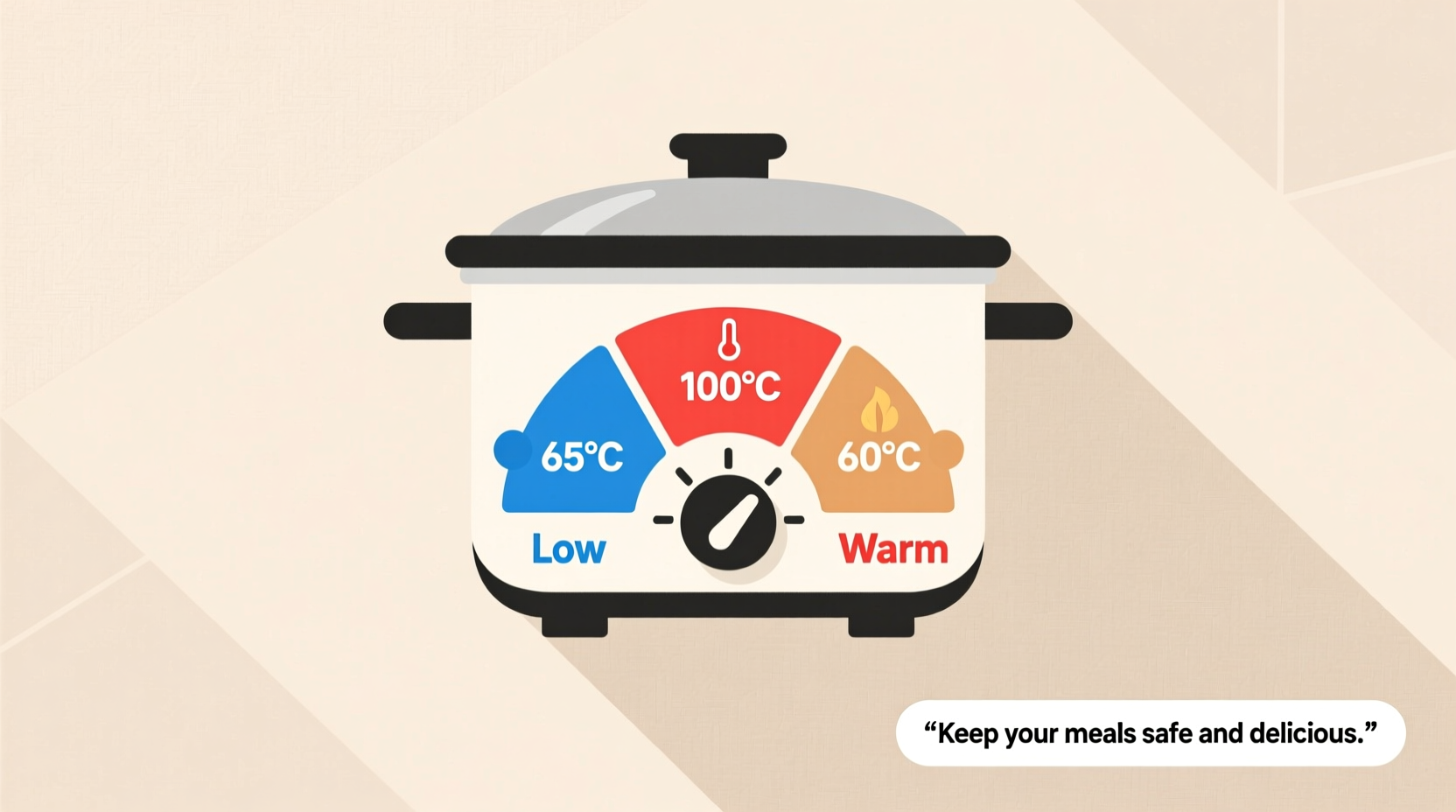 Slow cooker temperature settings chart showing low high warm