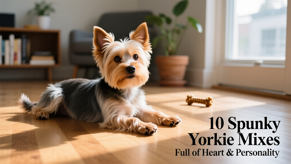 Shorkie, Shih Tzu Yorkie mix, laying on hardwood floor