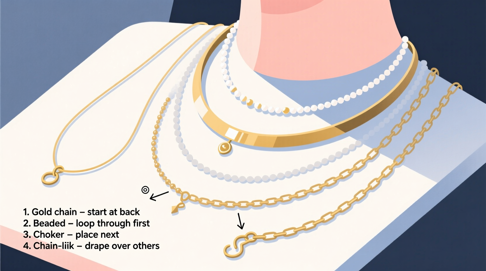 how to layer necklaces without them tangling by lunchtime
