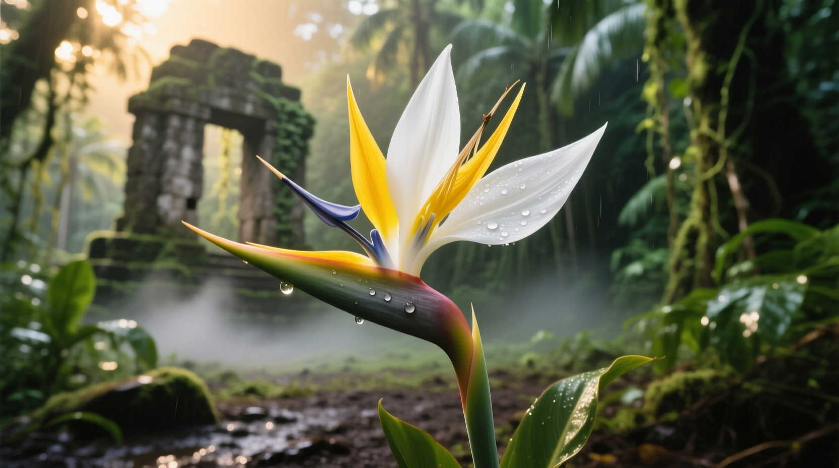 white bird of paradise flowering