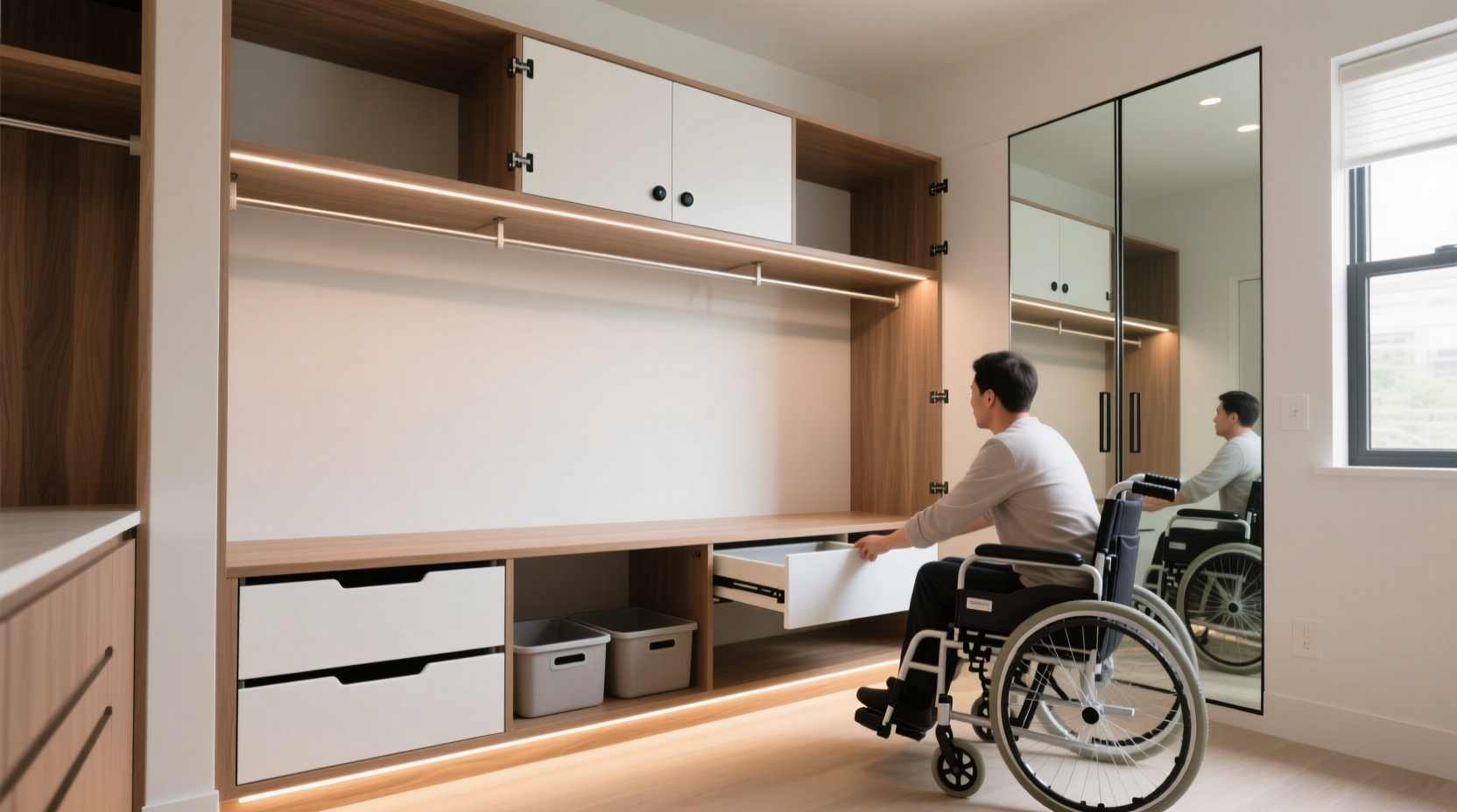 wheelchair accessible closet organization