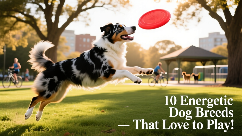 Australian Shepherd leaping to catch a Frisbee in a sunlit park