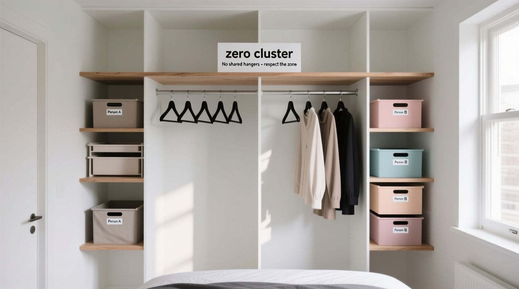 tiny two person closet organization tips