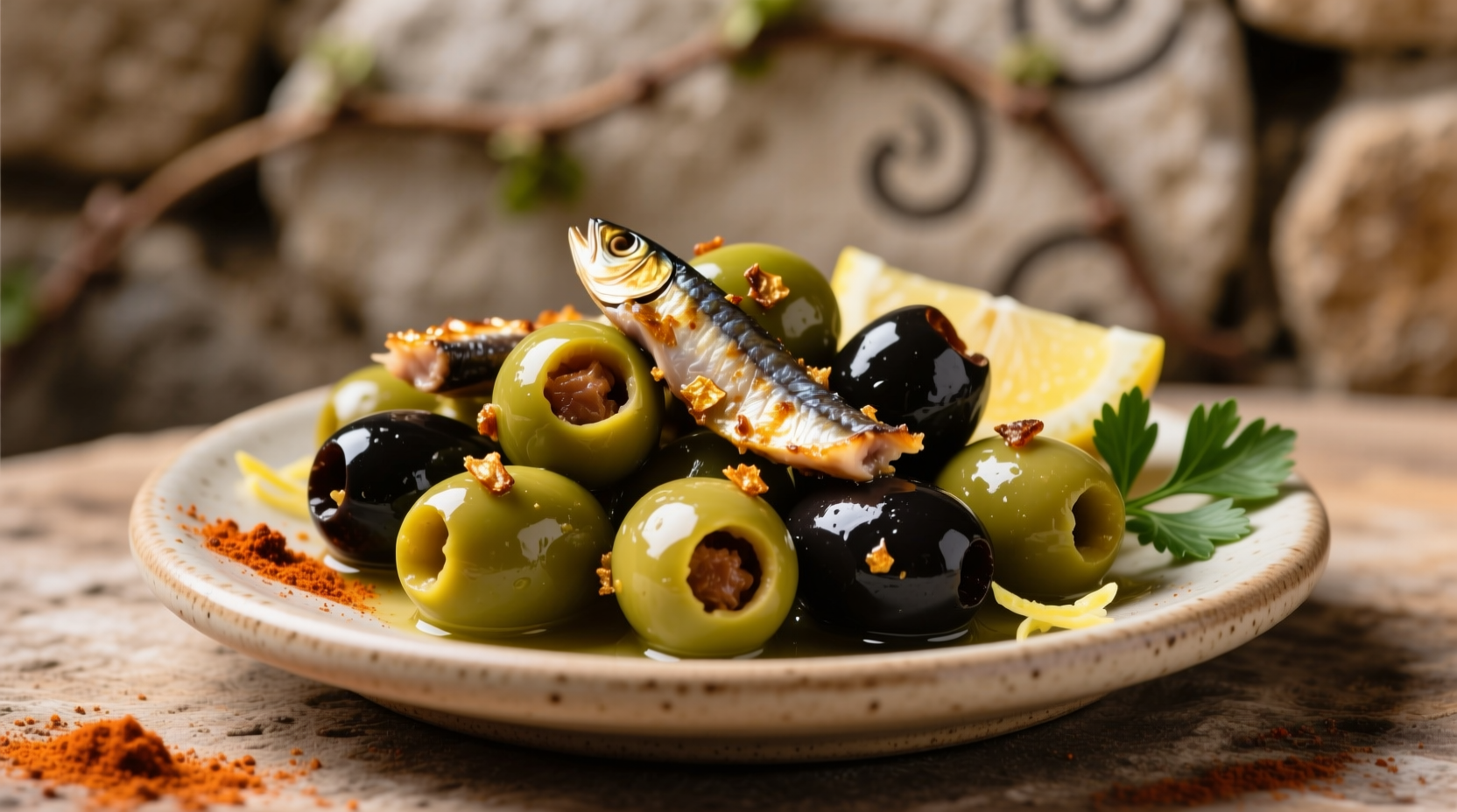 make tasty tapas style olives with leftover sardine or