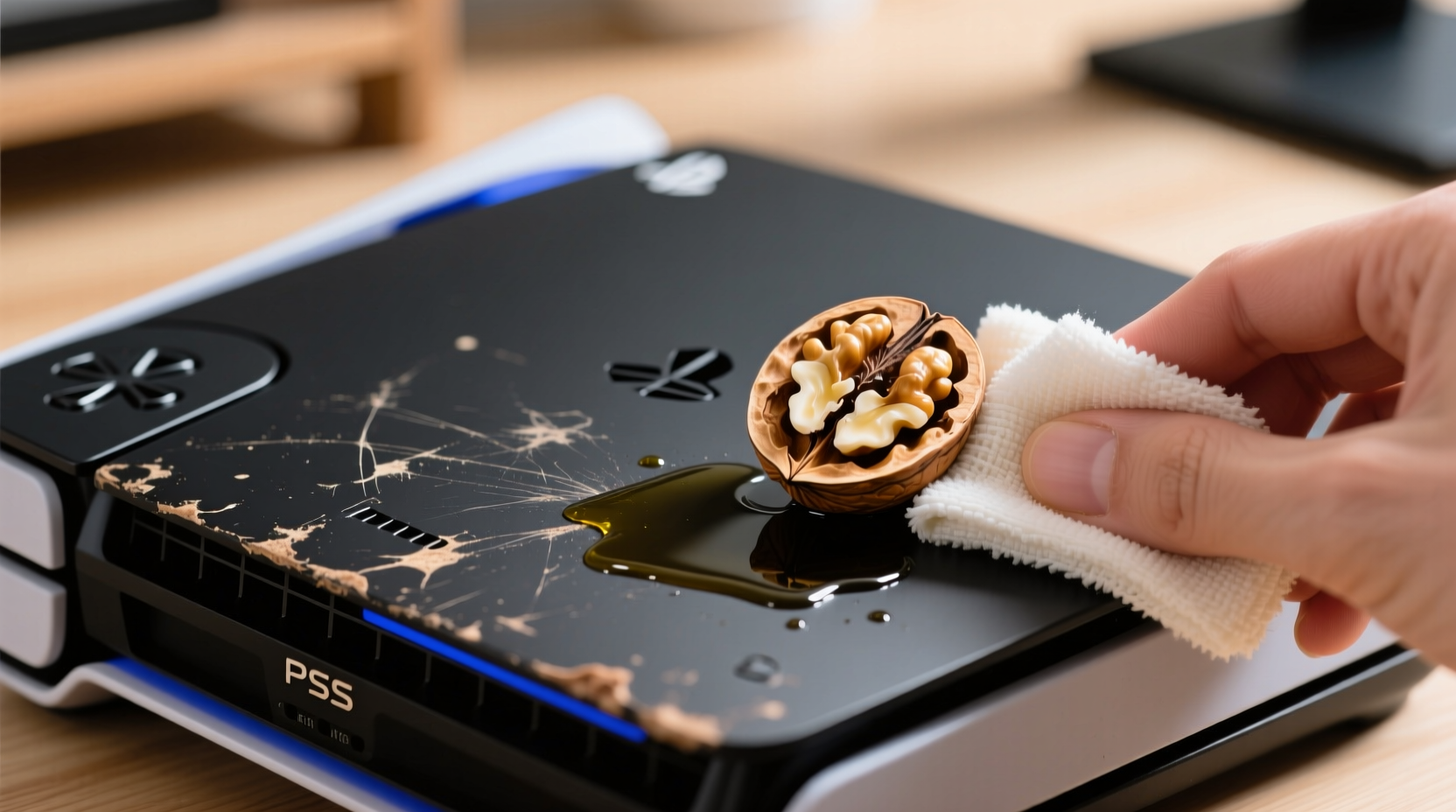 eco friendly ps scuff removal with walnuts