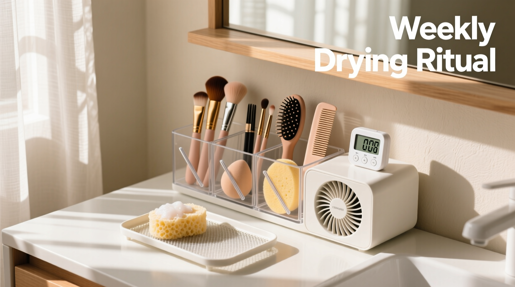 closet vanity organization beauty sponge brush storage