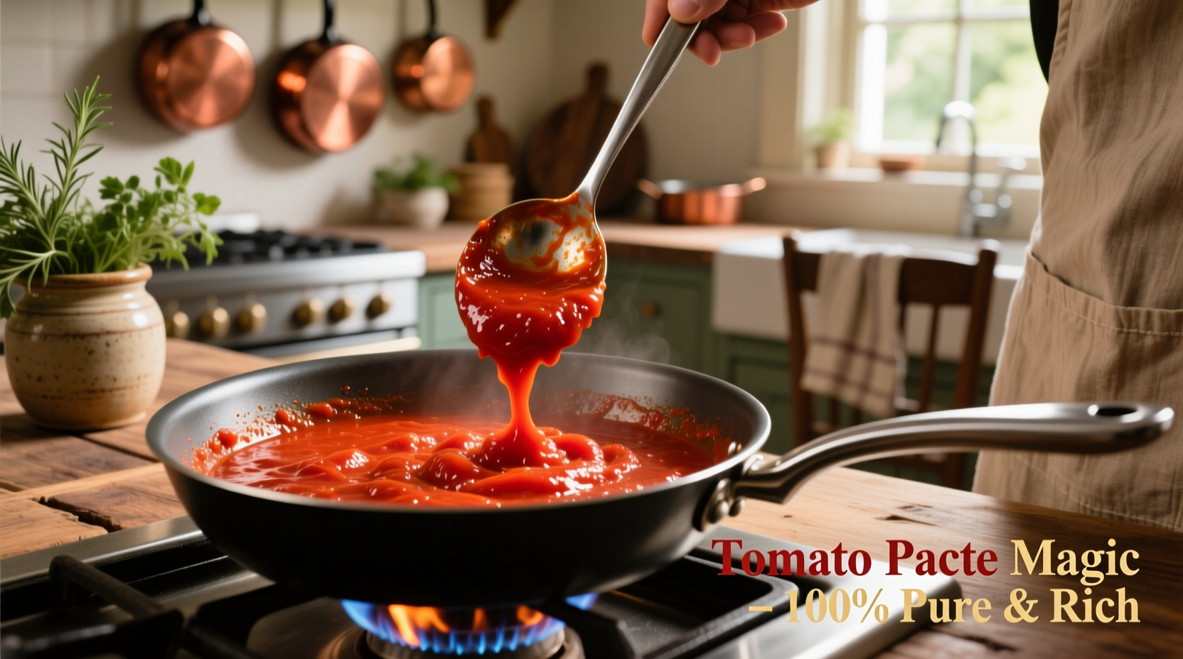 Tomato paste in cooking demonstration