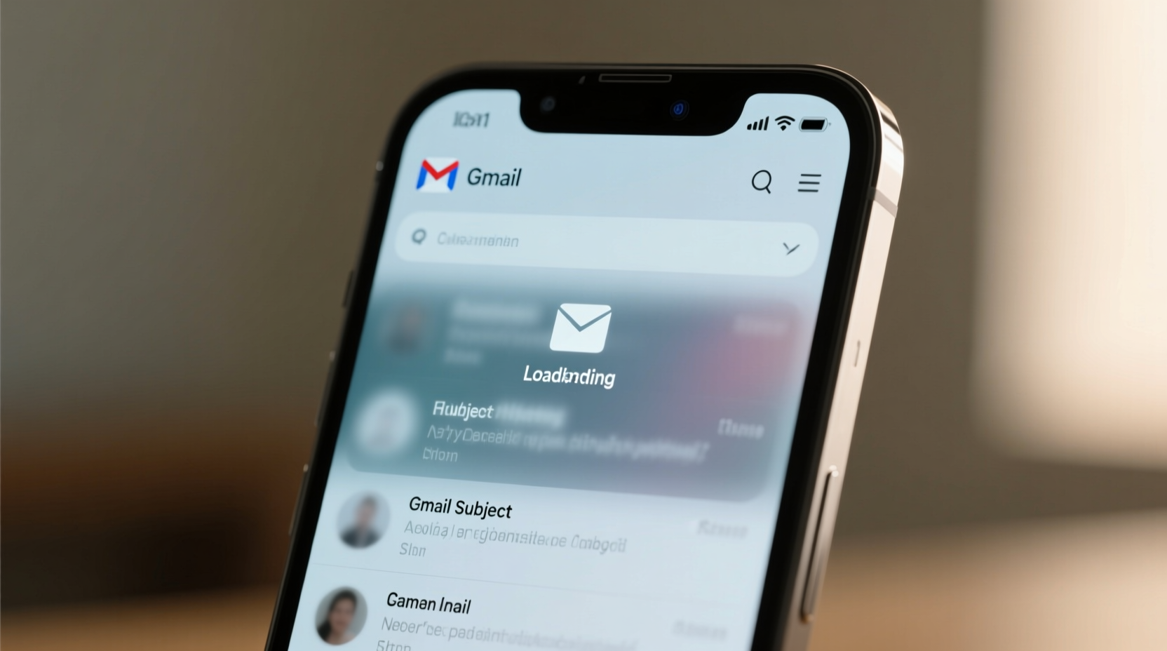 gmail inbox preview shows message blurbs while loading
