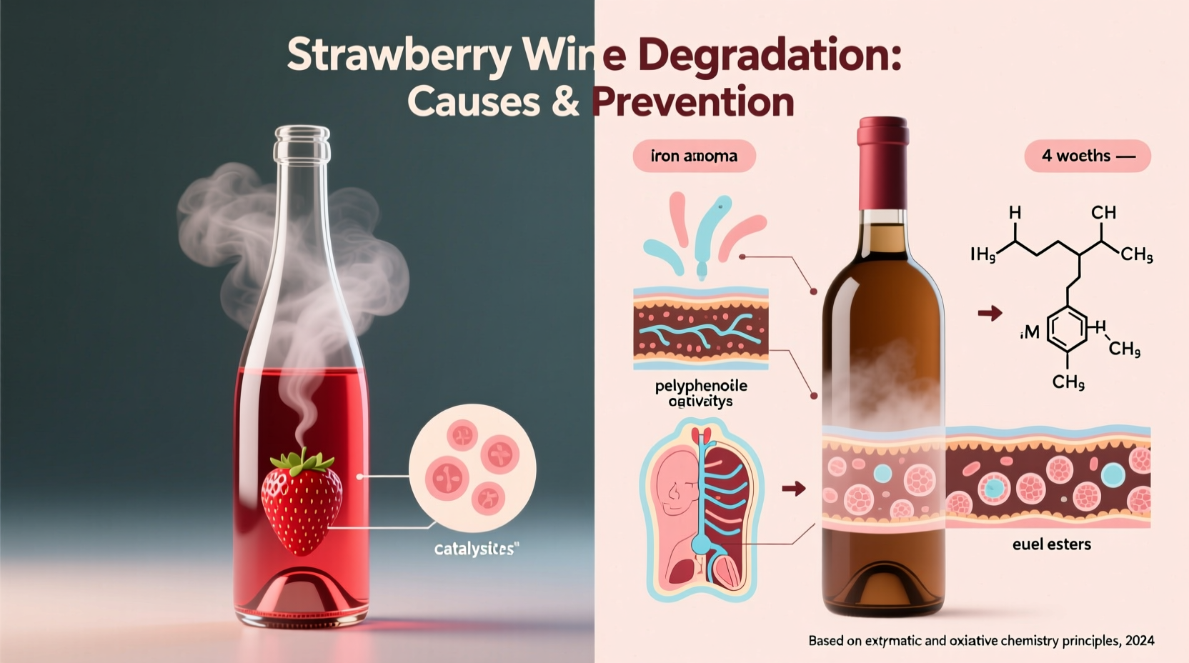 why does my homemade strawberry wine turn brown or lose aroma after bottling