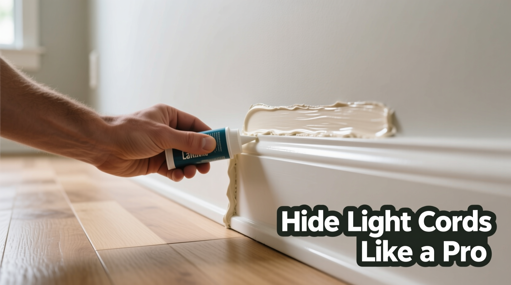 how to hide light cords along baseboards using removable paintable caulk