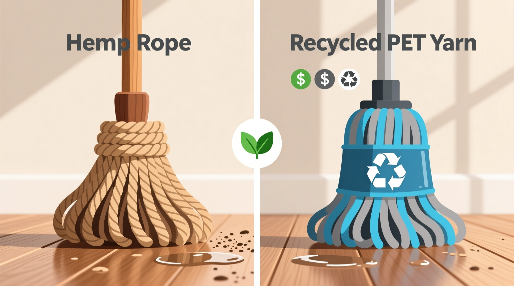 hemp rope vs recycled pet mop heads