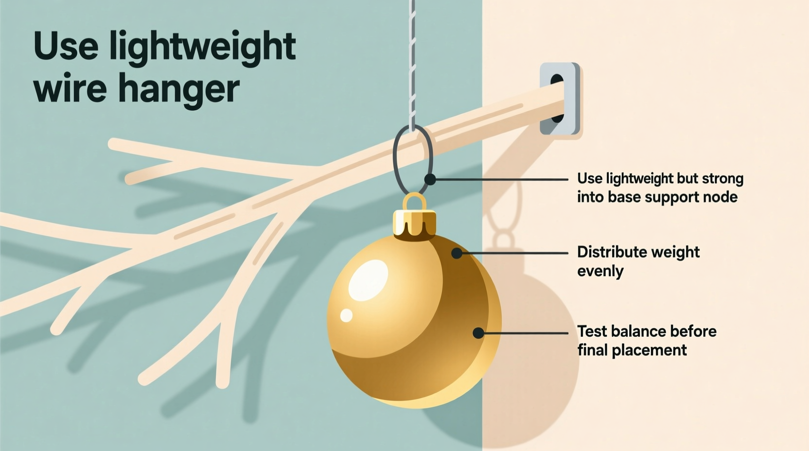 how to hang heavy ornaments safely on thin artificial branches
