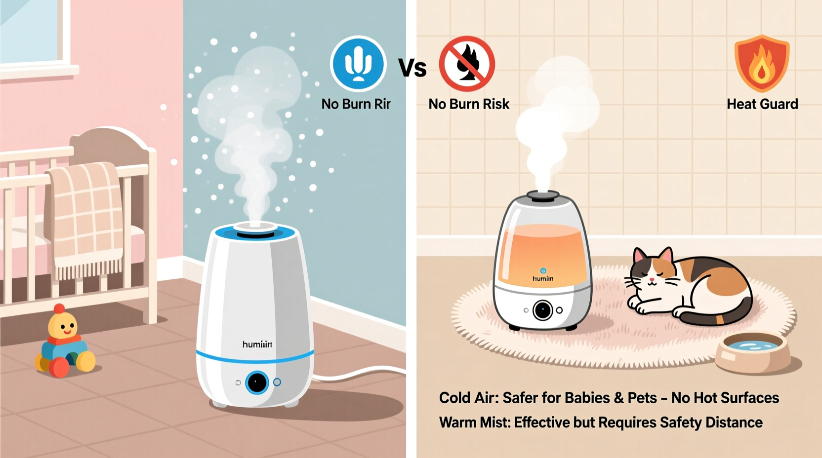 cold air humidifier vs warm mist which is safer for babies and pets