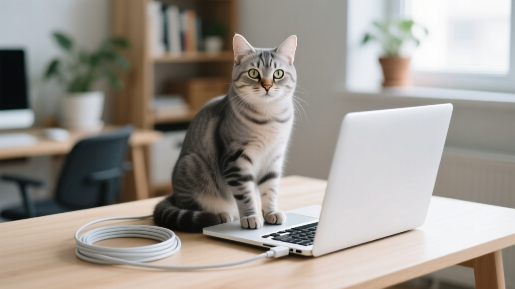 Why Cats Choose Sitting on Laptop Charging Cords